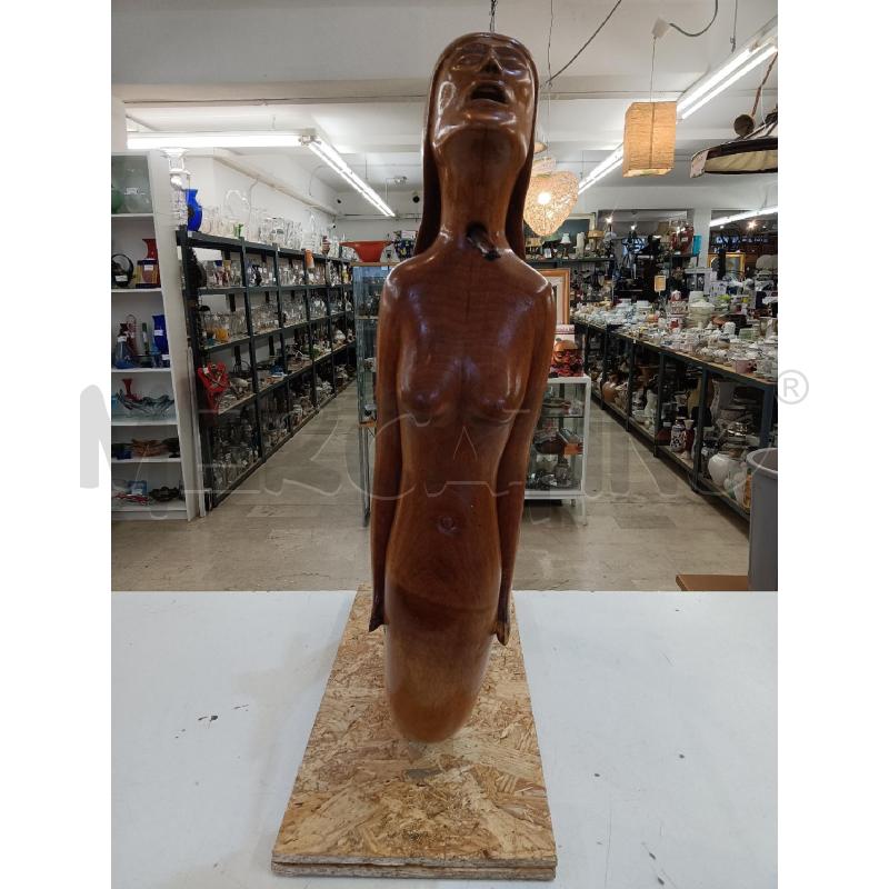 SCULTURA SIRENA IN LEGNO CON ARPIONE | Mercatino dell'Usato Mestre 1