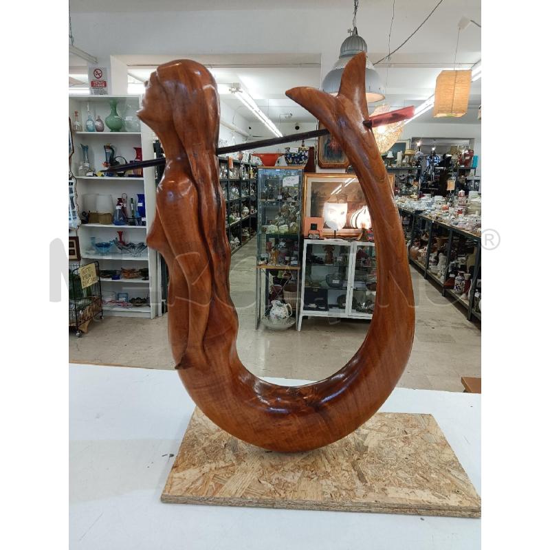 SCULTURA SIRENA IN LEGNO CON ARPIONE | Mercatino dell'Usato Mestre 2
