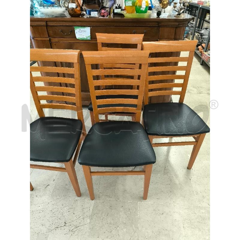 SEDIE PZ. 4 CILIEGIO SEDUTA PELLE COLOR NERO | Mercatino dell'Usato Mestre 1