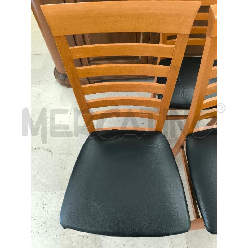 SEDIE PZ. 4 CILIEGIO SEDUTA PELLE COLOR NERO | Mercatino dell'Usato Mestre 2