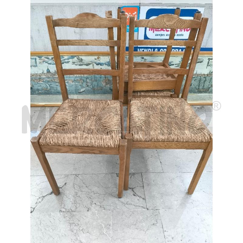 SEDIE PZ. 4 LEGNO SEDUTA IN PAGLIA | Mercatino dell'Usato Mestre 1