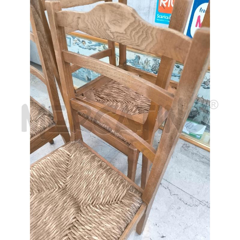 SEDIE PZ. 4 LEGNO SEDUTA IN PAGLIA | Mercatino dell'Usato Mestre 3