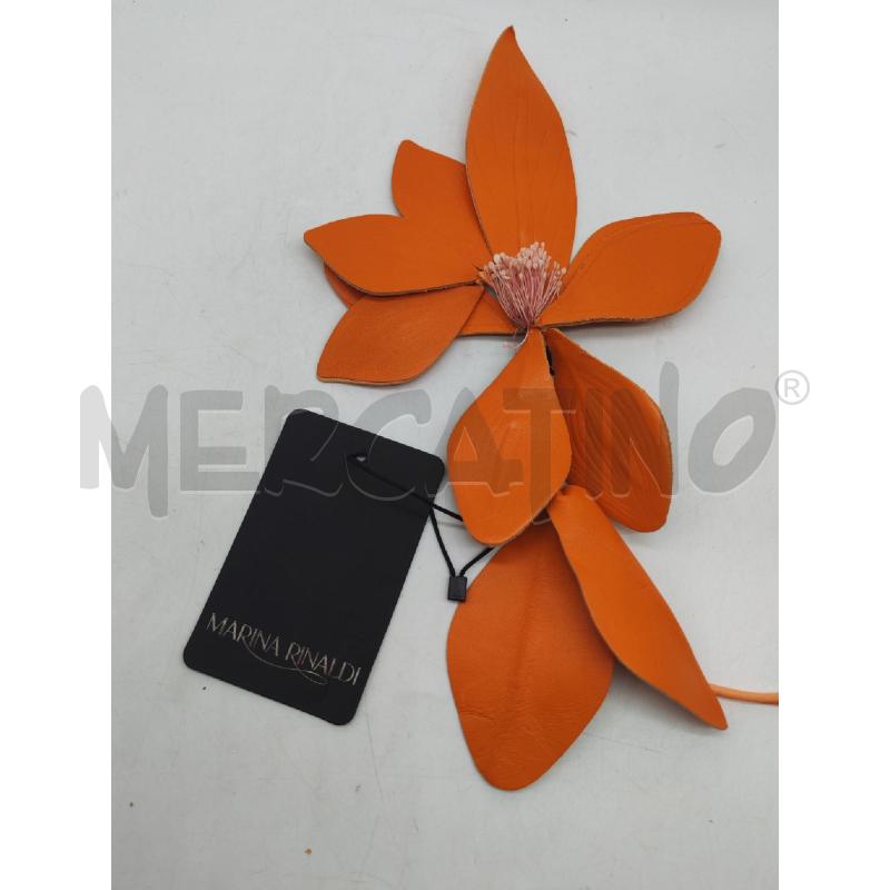SPILLA MARINA RINALDI FIORE ARANCIONE VERA PELLE | Mercatino dell'Usato Mestre 1