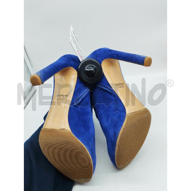 STIVALETTI DONNA FERRAGAMO SCAMOSCIATO BLU CON TACCO | Mercatino dell'Usato Mestre 4