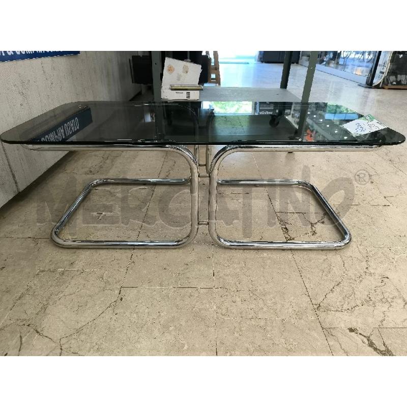 TAVOLINO '70 SPACE AGE TUBOLARE CROMATO E VETRO | Mercatino dell'Usato Mestre 2