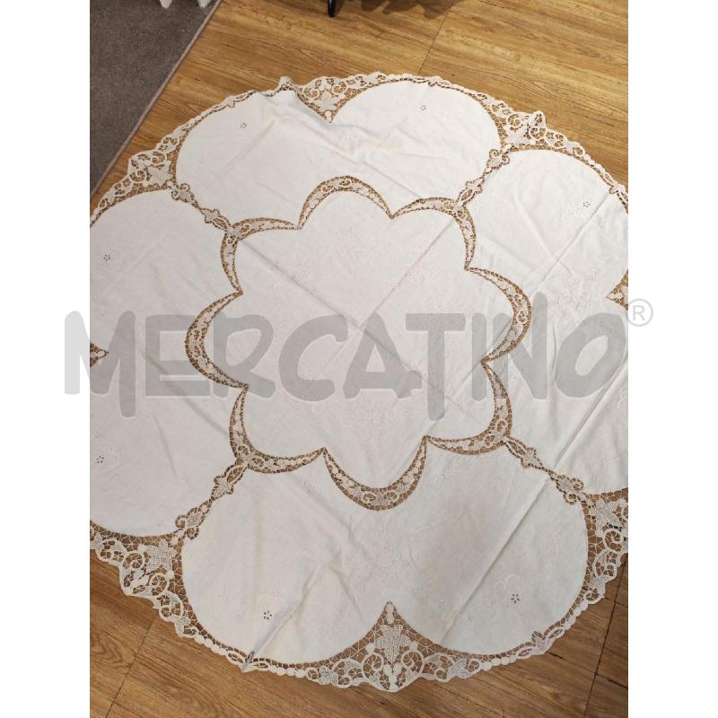 TOVAGLIA ECRU ROTONDA RICAMO E PIZZO MURANO | Mercatino dell'Usato Mestre 1