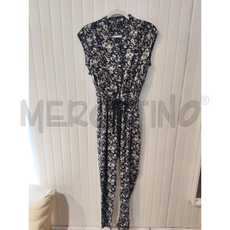 TUTA DONNA MANGO NERA FANTASIA FIORI BIANCHI | Mercatino dell'Usato Mestre 1