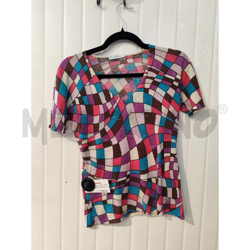 T SHIRT DONNA VERSACE FANTASIA GEOMETRICA FUXIA MARRONE | Mercatino dell'Usato Mestre 1