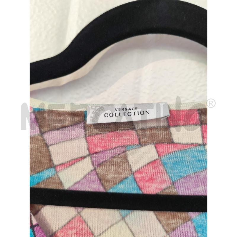 T SHIRT DONNA VERSACE FANTASIA GEOMETRICA FUXIA MARRONE | Mercatino dell'Usato Mestre 2