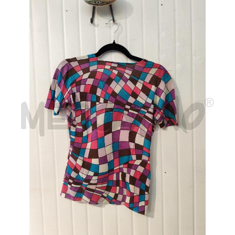 T SHIRT DONNA VERSACE FANTASIA GEOMETRICA FUXIA MARRONE | Mercatino dell'Usato Mestre 3