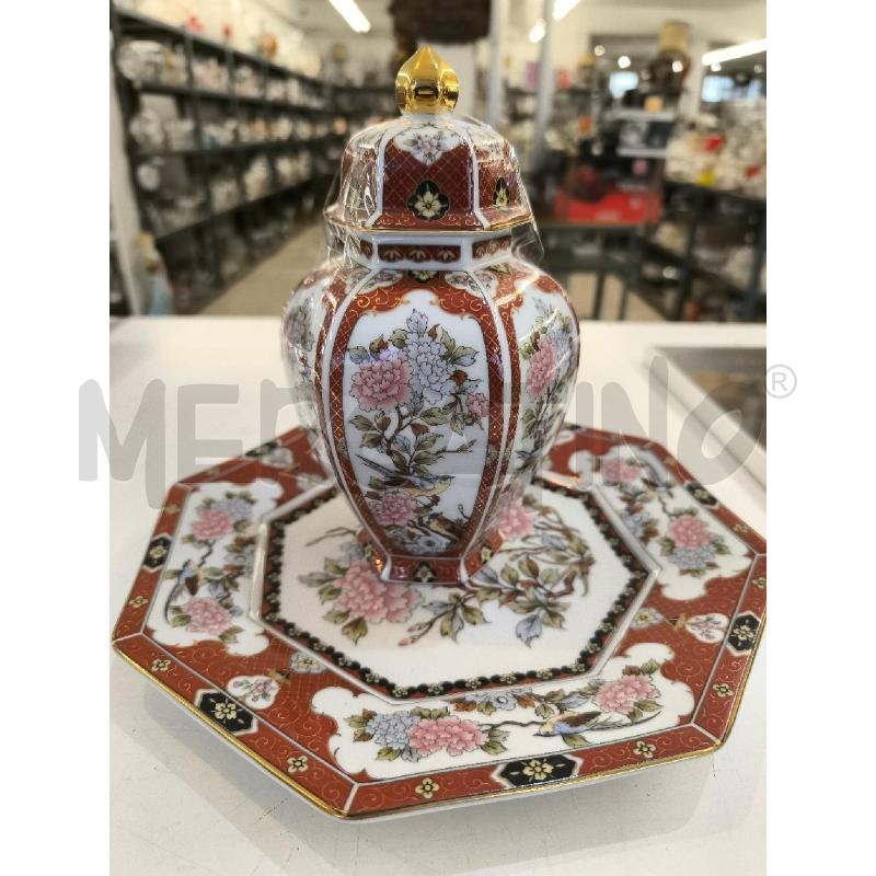 VASO CON PIATTO GIAPPONWSE DECORI BORDO' | Mercatino dell'Usato Mestre 1