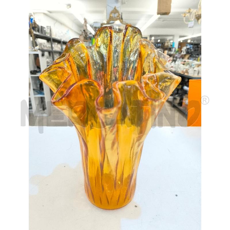 VASO IN VETRO FAZZOLETTO ARANCIO  | Mercatino dell'Usato Mestre 1