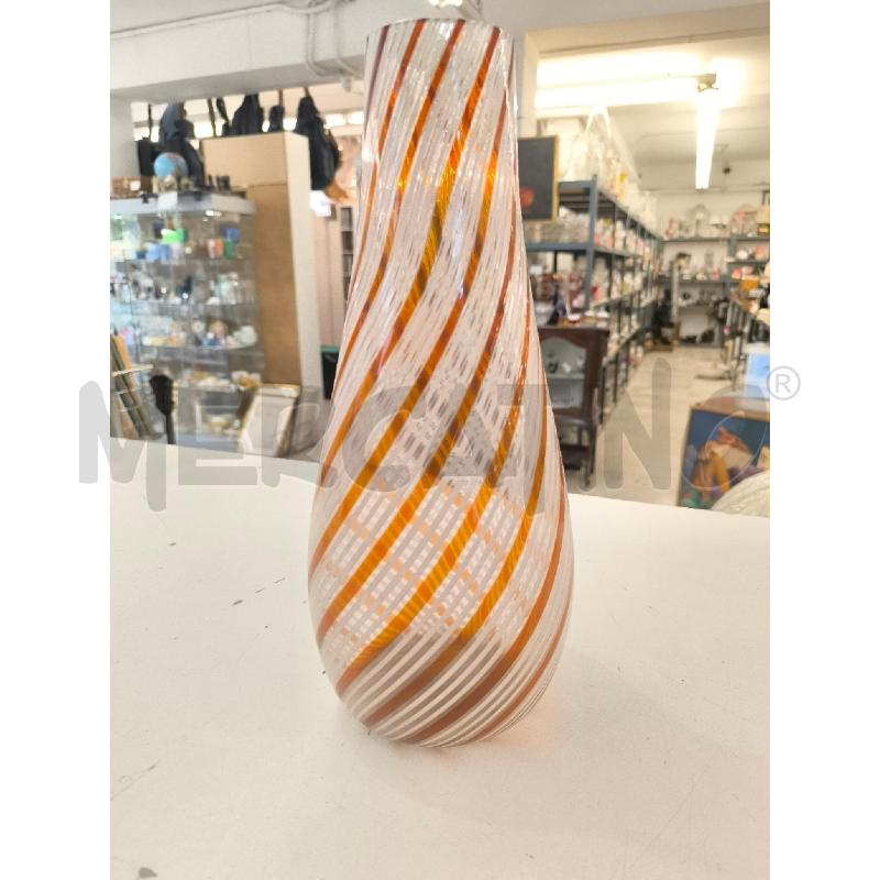 VASO MURANO RIGHE BIANCO MARRONI | Mercatino dell'Usato Mestre 1