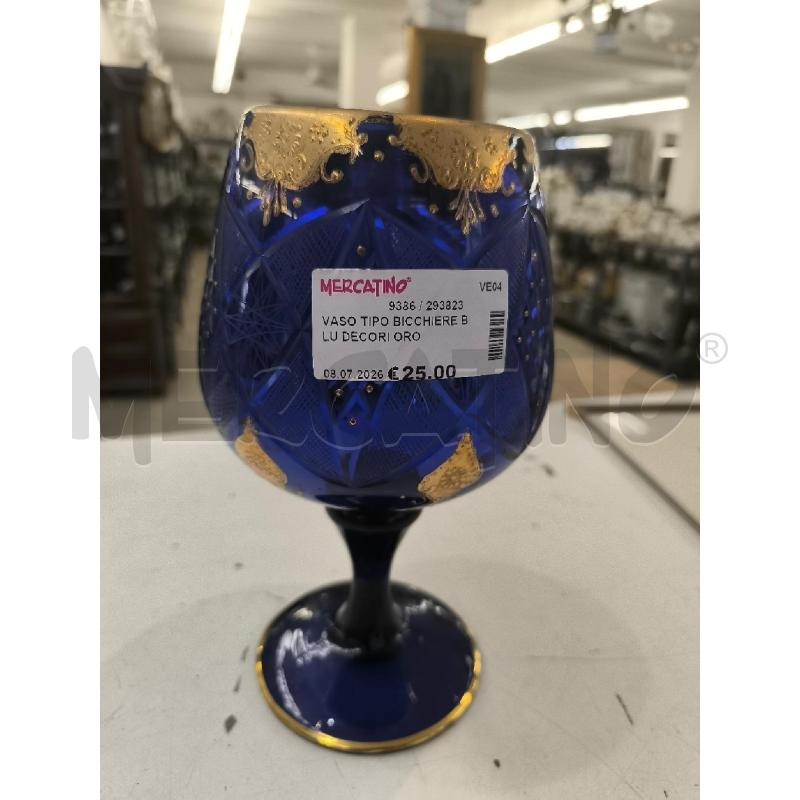 VASO TIPO BICCHIERE BLU DECORI ORO | Mercatino dell'Usato Mestre 1