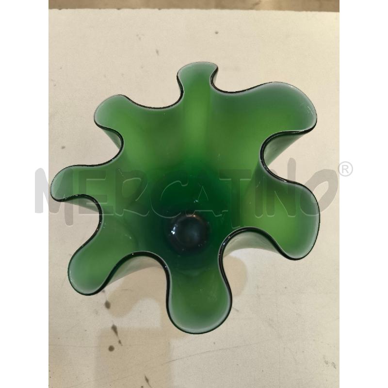 VASO VETRO FAZZOLETTO VERDE INTERNO BIANCO | Mercatino dell'Usato Mestre 5