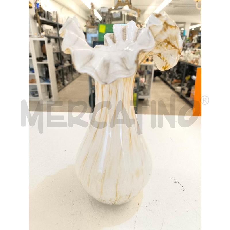 VASO VETRO MURANO BEIGE STRIATURE SENAPE  | Mercatino dell'Usato Mestre 1