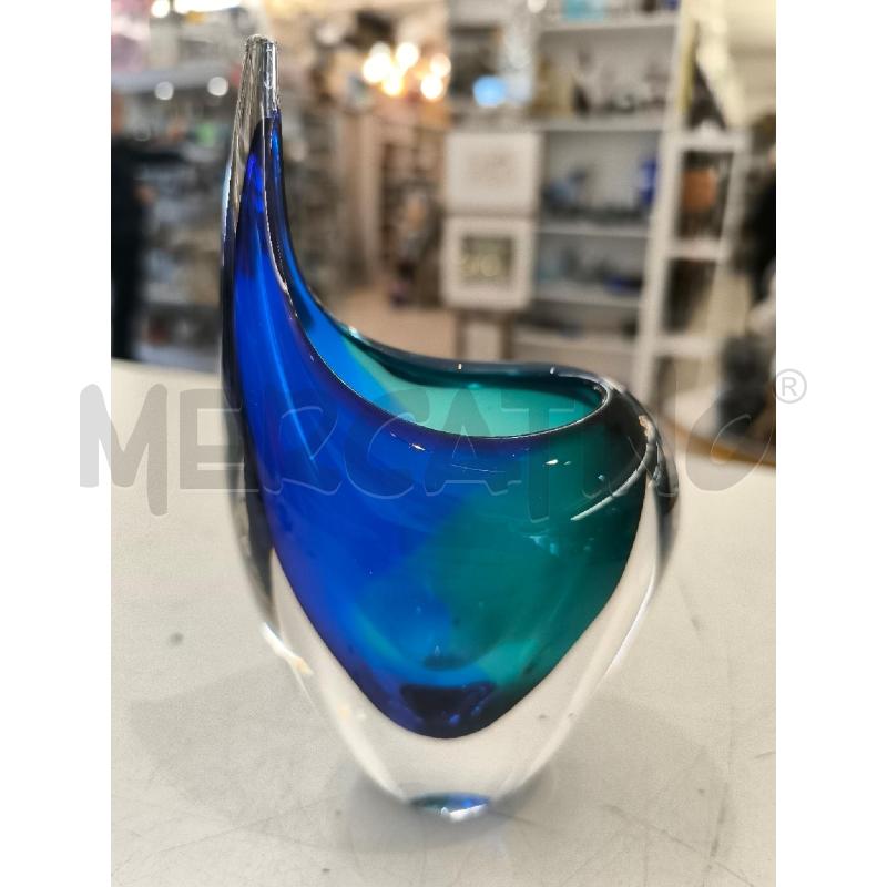 VASO VETRO MURANO BLU E ACQUAMARINA | Mercatino dell'Usato Mestre 1