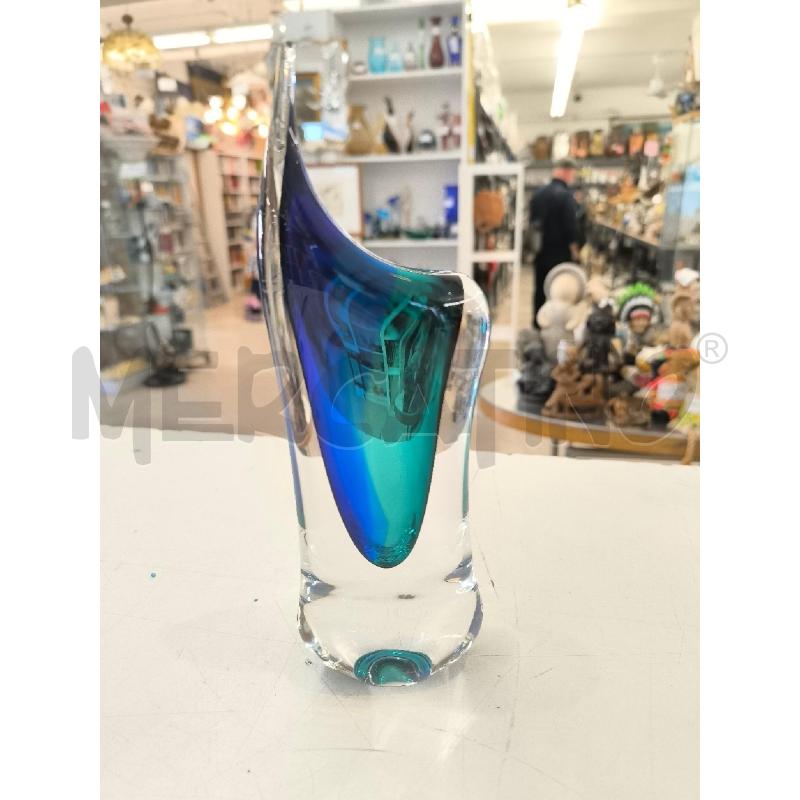 VASO VETRO MURANO CELESTE E VERDE MARINO | Mercatino dell'Usato Mestre 1