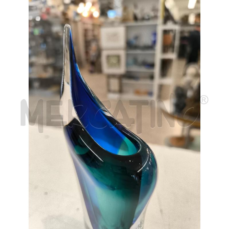 VASO VETRO MURANO CELESTE E VERDE MARINO | Mercatino dell'Usato Mestre 2