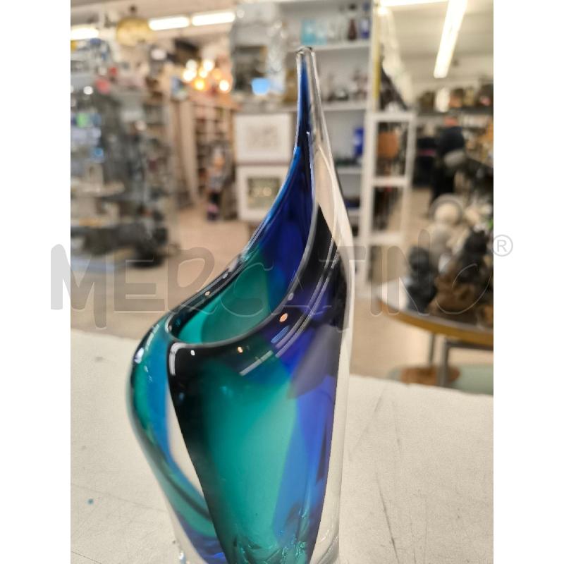 VASO VETRO MURANO CELESTE E VERDE MARINO | Mercatino dell'Usato Mestre 3