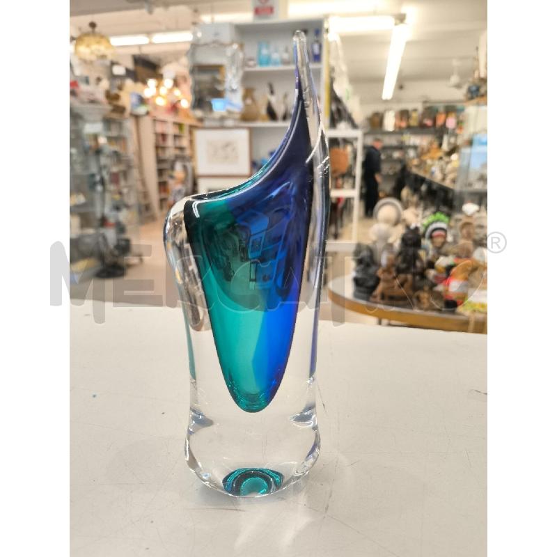 VASO VETRO MURANO CELESTE E VERDE MARINO | Mercatino dell'Usato Mestre 4