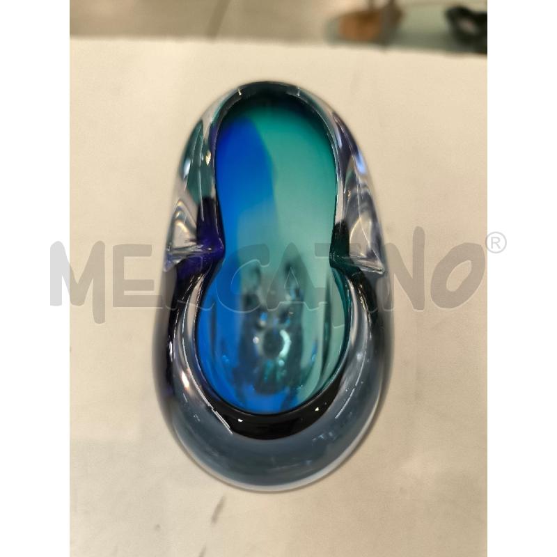 VASO VETRO MURANO CUORE CELESTE E VERDE | Mercatino dell'Usato Mestre 4