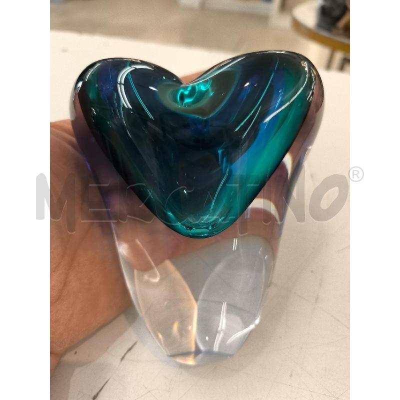 VASO VETRO MURANO CUORE CELESTE E VERDE | Mercatino dell'Usato Mestre 5
