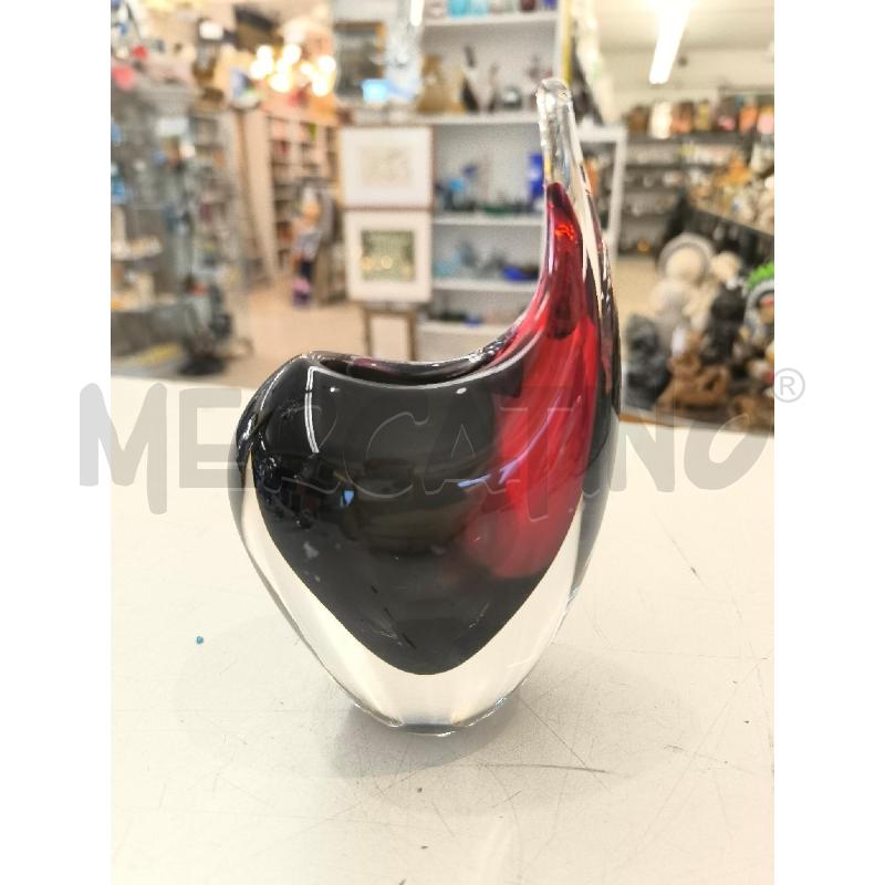 VASO VETRO MURANO ROSSO E ACCIAIO  | Mercatino dell'Usato Mestre 1