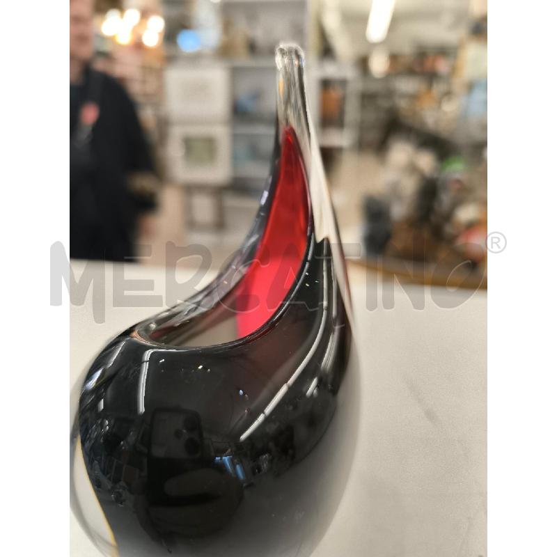 VASO VETRO MURANO ROSSO E ACCIAIO  | Mercatino dell'Usato Mestre 2
