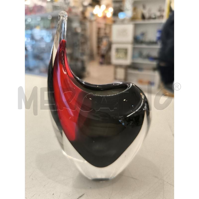 VASO VETRO MURANO ROSSO E ACCIAIO  | Mercatino dell'Usato Mestre 3