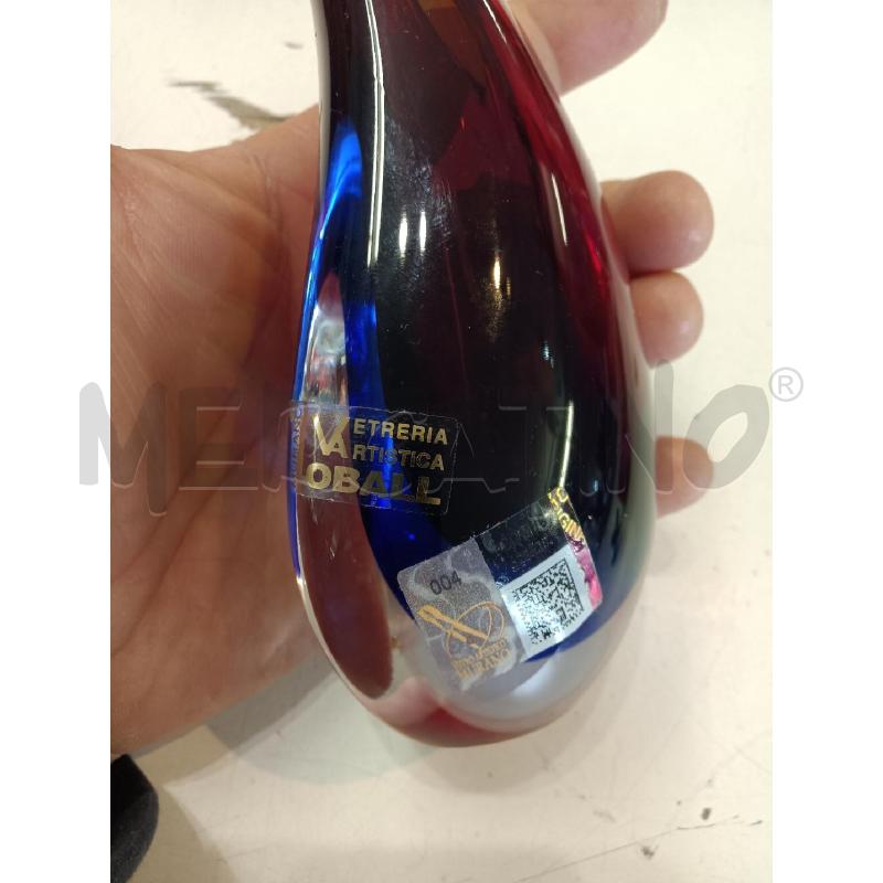 VASO VETRO MURANO VETRERIA OBAL ROSSO E BLU | Mercatino dell'Usato Mestre 3