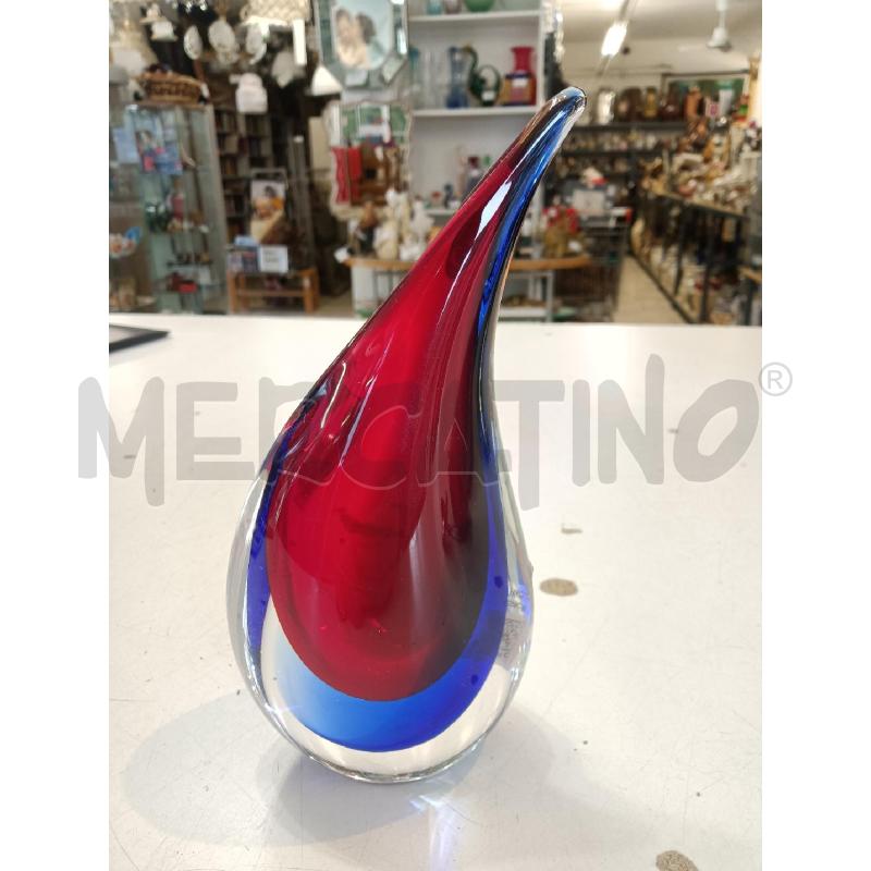 VASO VETRO MURANO VETRERIA OBAL ROSSO E BLU | Mercatino dell'Usato Mestre 4