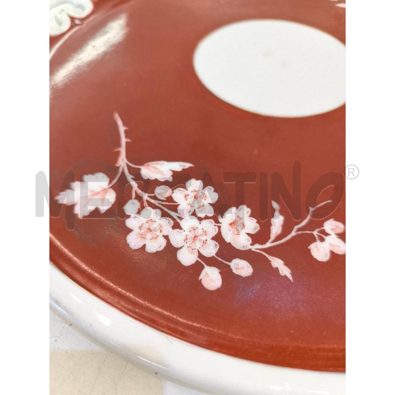 VASSOIO PORCELLANA TONDO ROSSO  FIORI RILIEVO | Mercatino dell'Usato Mestre 2