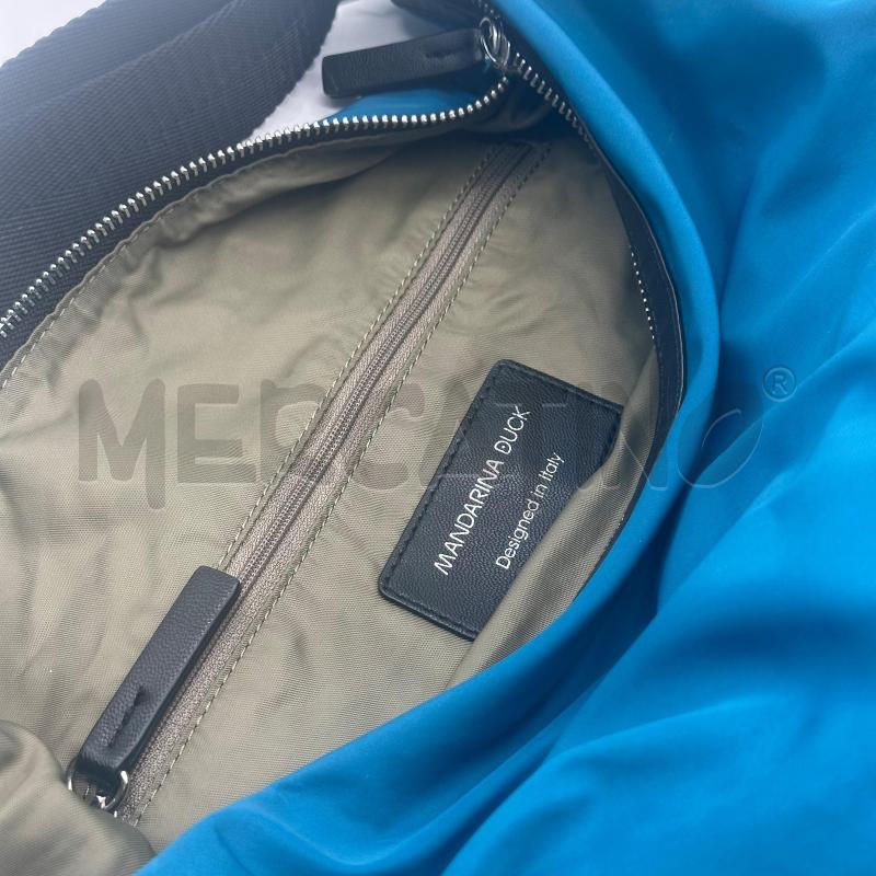 BORSA DONNA MANDARINA DUCK TELA AZZURRA BLU MORBIDA TRACOLLA ZIP DIF | Mercatino dell'Usato Chiampo 4