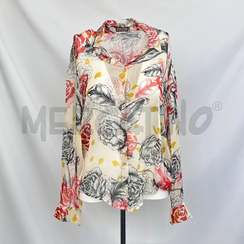 CAMICIA DONNA MALIPARMI VELO FANTASIA FIORI FOGLIE NERE GIAL ROSA BOTT | Mercatino dell'Usato Chiampo 1