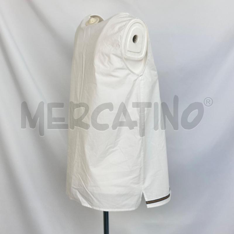 CANOTTA DONNA MALIPARMI BIANCA PIEGHE SCOLLO RIGHE BLU GIAL LUNGA | Mercatino dell'Usato Chiampo 3