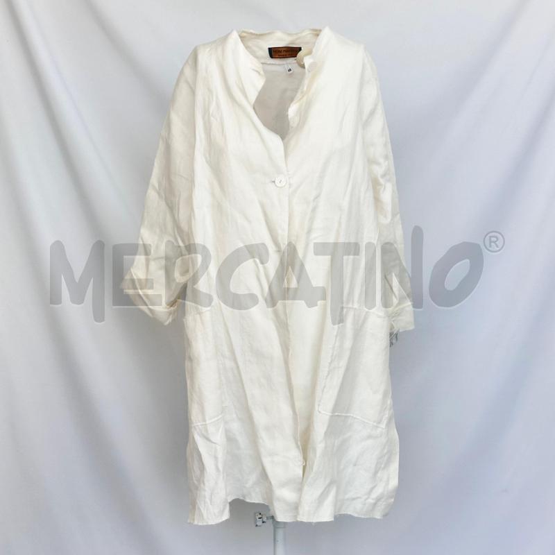 GIACCA DONNA PIETRO PIANFORINI LINO BIANCA LUNGA TASCHE FRANG | Mercatino dell'Usato Chiampo 1