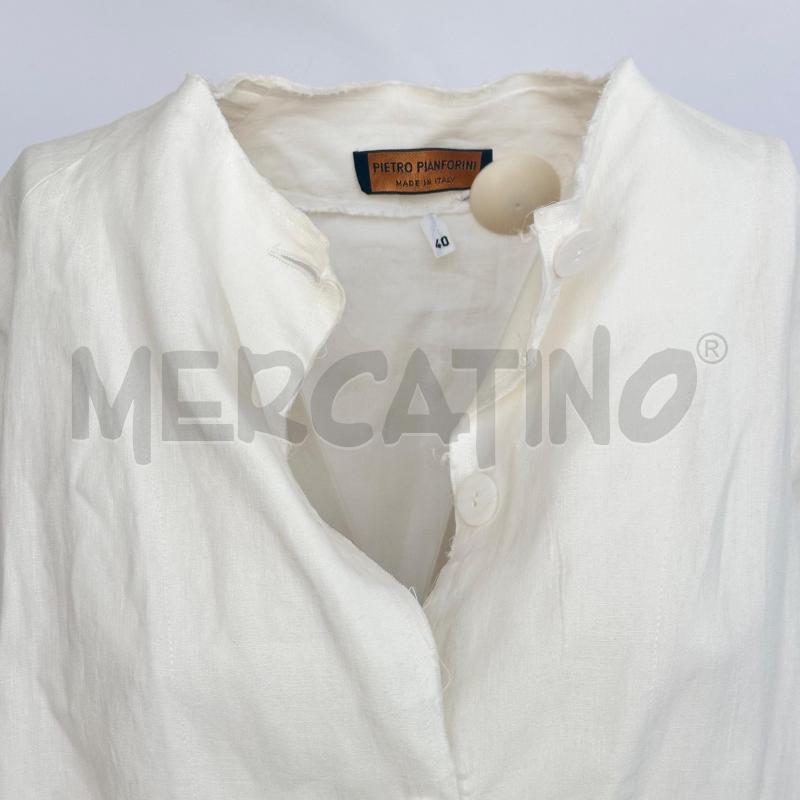 GIACCA DONNA PIETRO PIANFORINI LINO BIANCA LUNGA TASCHE FRANG | Mercatino dell'Usato Chiampo 2