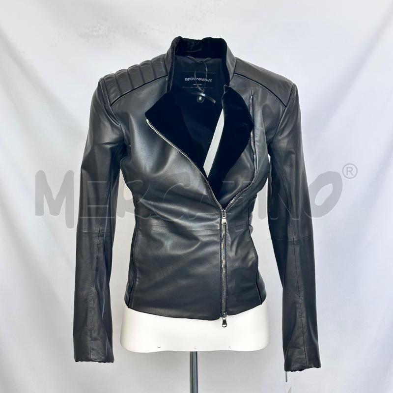 GIUBBINO DONNA EMPORIO ARMANI PELLE NERO INTERNO VELLUTO | Mercatino dell'Usato Chiampo 1