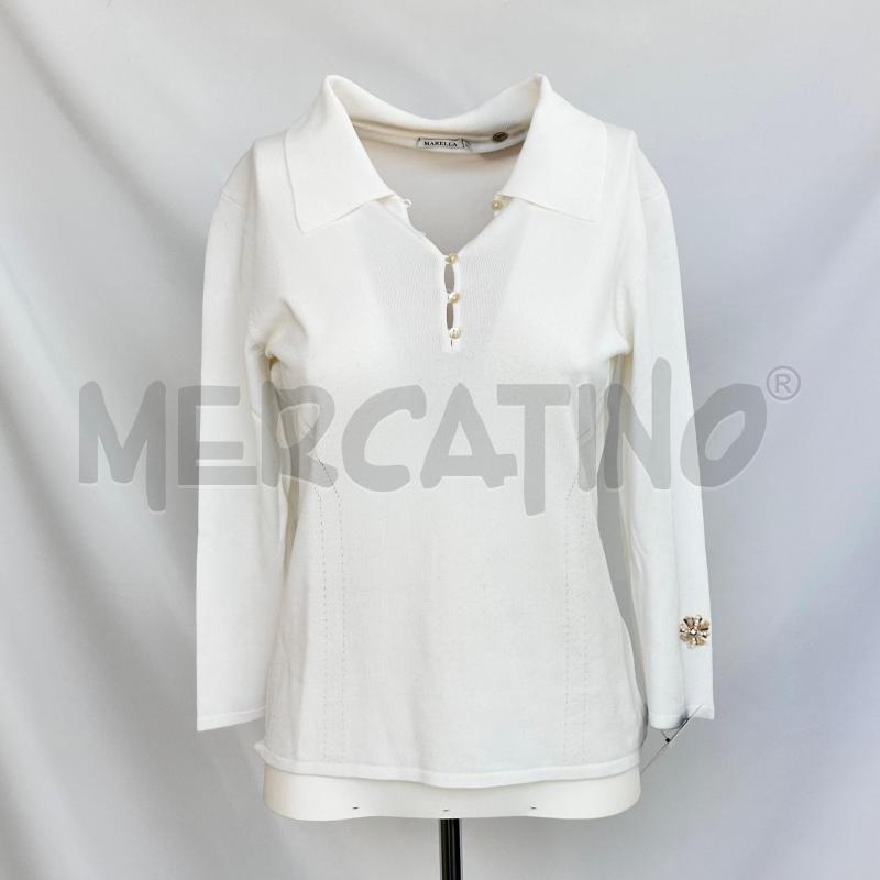 MAGLIA DONNA MARELLA BIANCA COSTE SCOLLO BOTT TRAF | Mercatino dell'Usato Chiampo 1