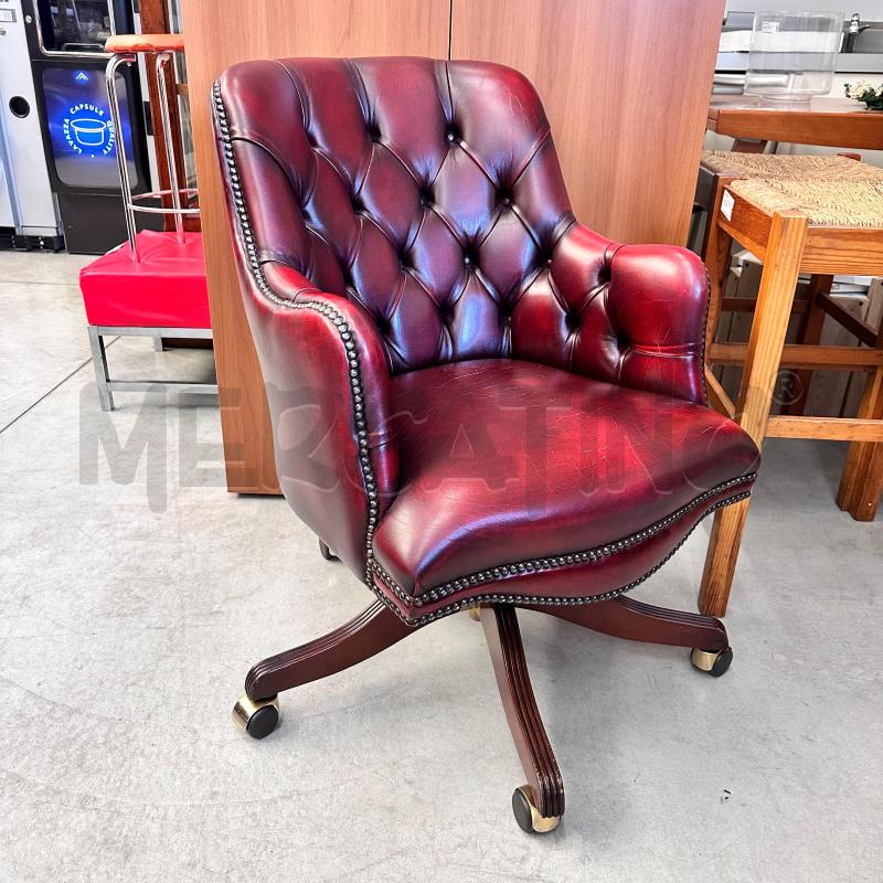 POLTRONA UFFICIO CHESTERFIELD BORDEAUX BORCHIE RUORE | Mercatino dell'Usato Chiampo 1
