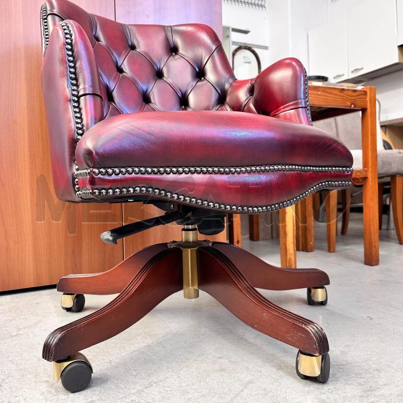 POLTRONA UFFICIO CHESTERFIELD BORDEAUX BORCHIE RUORE | Mercatino dell'Usato Chiampo 3
