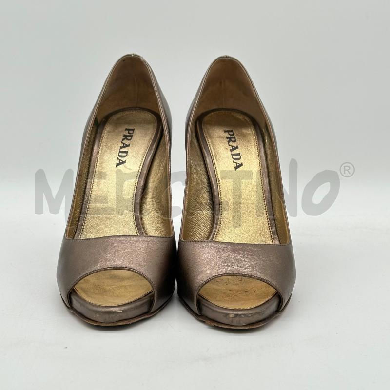 SCARPE DONNA PRADA DORATE TACCO PUNTA APERTA DIF | Mercatino dell'Usato Chiampo 3