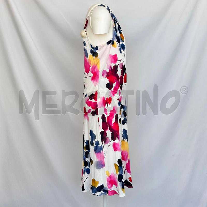 VESTITO DONNA MOSCHINO BIANCO FIORI SFUM BLU ROSA GIAL SPALLINE ARR SCOLLO | Mercatino dell'Usato Chiampo 3