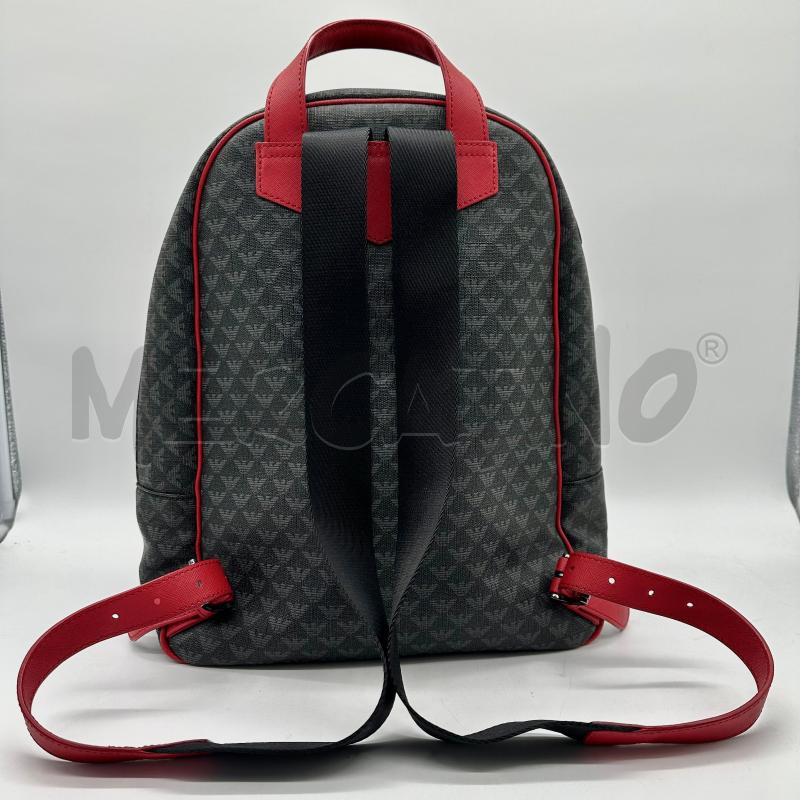 ZAINO UOMO EMPORIO ARMANI MOTIVO AQUILE NERO GRIGIO RIFINITURE ROSSE SPALLINE TESS CINTURA | Mercatino dell'Usato Chiampo 3
