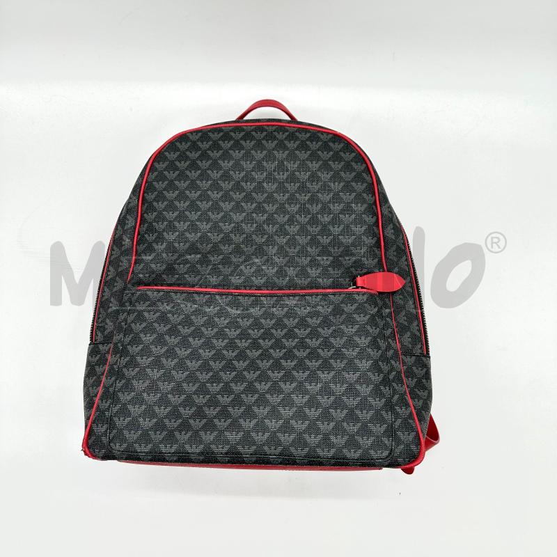 ZAINO UOMO EMPORIO ARMANI MOTIVO AQUILE NERO GRIGIO RIFINITURE ROSSE SPALLINE TESS CINTURA | Mercatino dell'Usato Chiampo 4