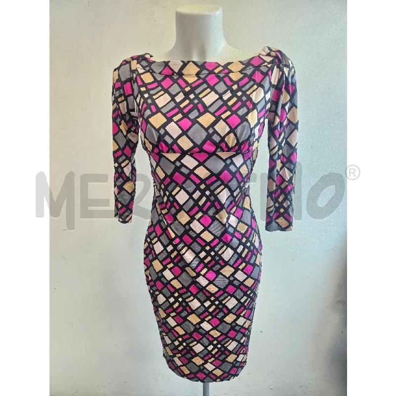 ABITO D DIAN VON FURSTENBERG GEOMETRICO FUCSIA GRI  | Mercatino dell'Usato Verona fiera 1