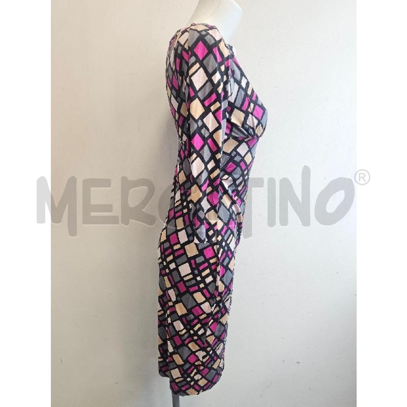 ABITO D DIAN VON FURSTENBERG GEOMETRICO FUCSIA GRI  | Mercatino dell'Usato Verona fiera 2