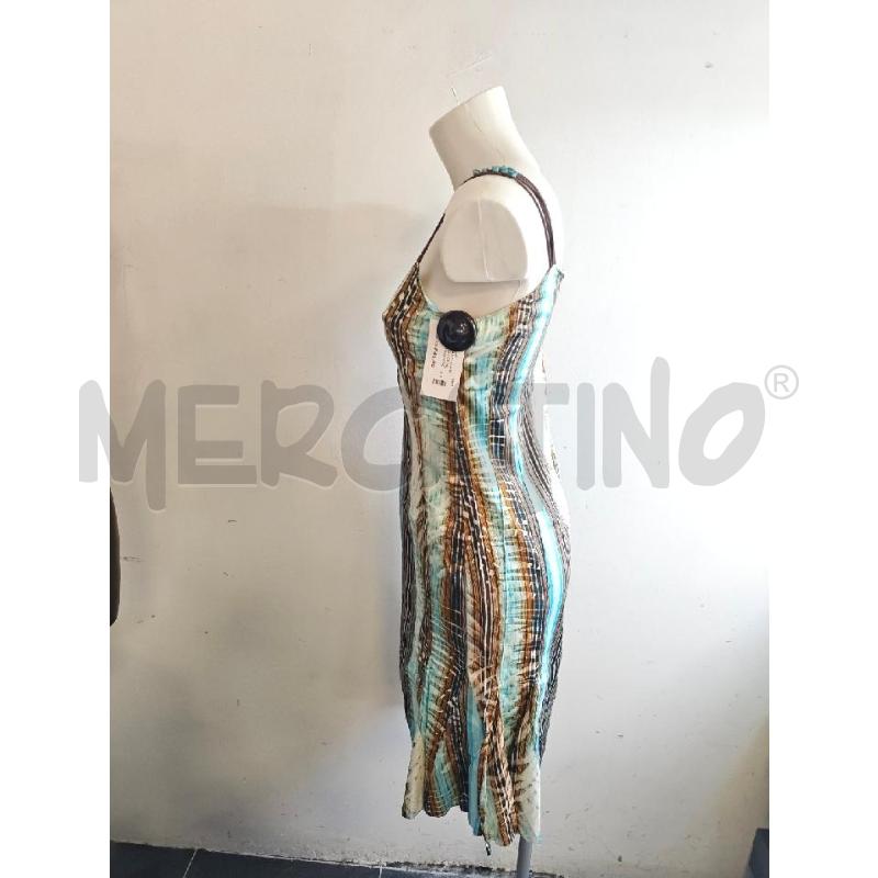 ABITO D JUST CAVALLI AZZURRO MARRONE RIGHE E FOGLIE  | Mercatino dell'Usato Verona fiera 2