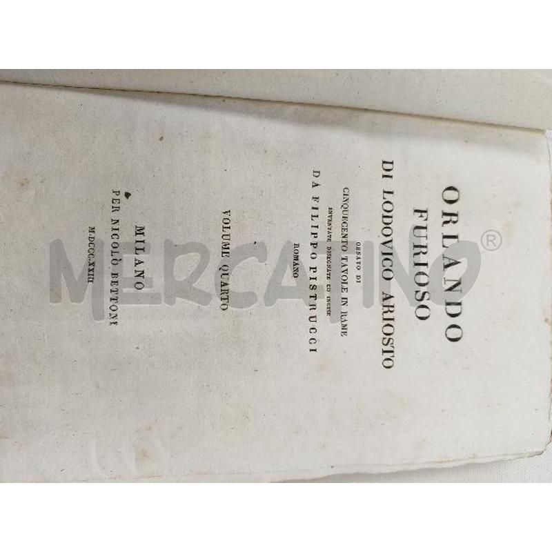 ARIOSTO ORLANDO FURIOSO VOL.4 1823 | Mercatino dell'Usato Verona fiera 2